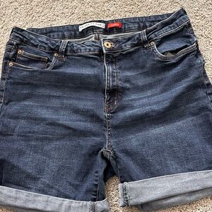 Celebrity Pink Rolled Cuff Dark Blue Denim Shorts